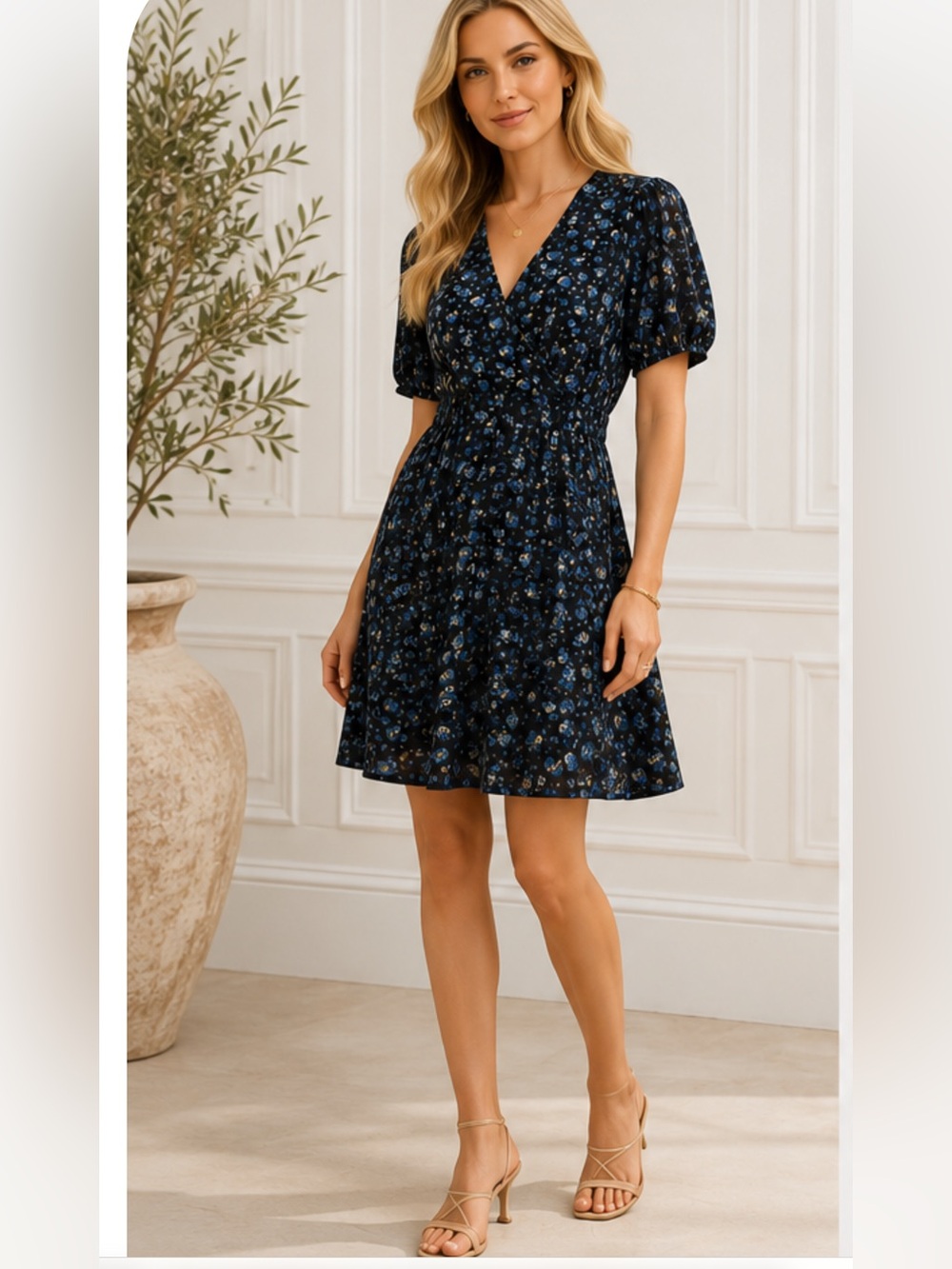 🔥STUNNING SILK FLORAL Dress Romantic Designer Sz M PAM & GELA Price Firm!